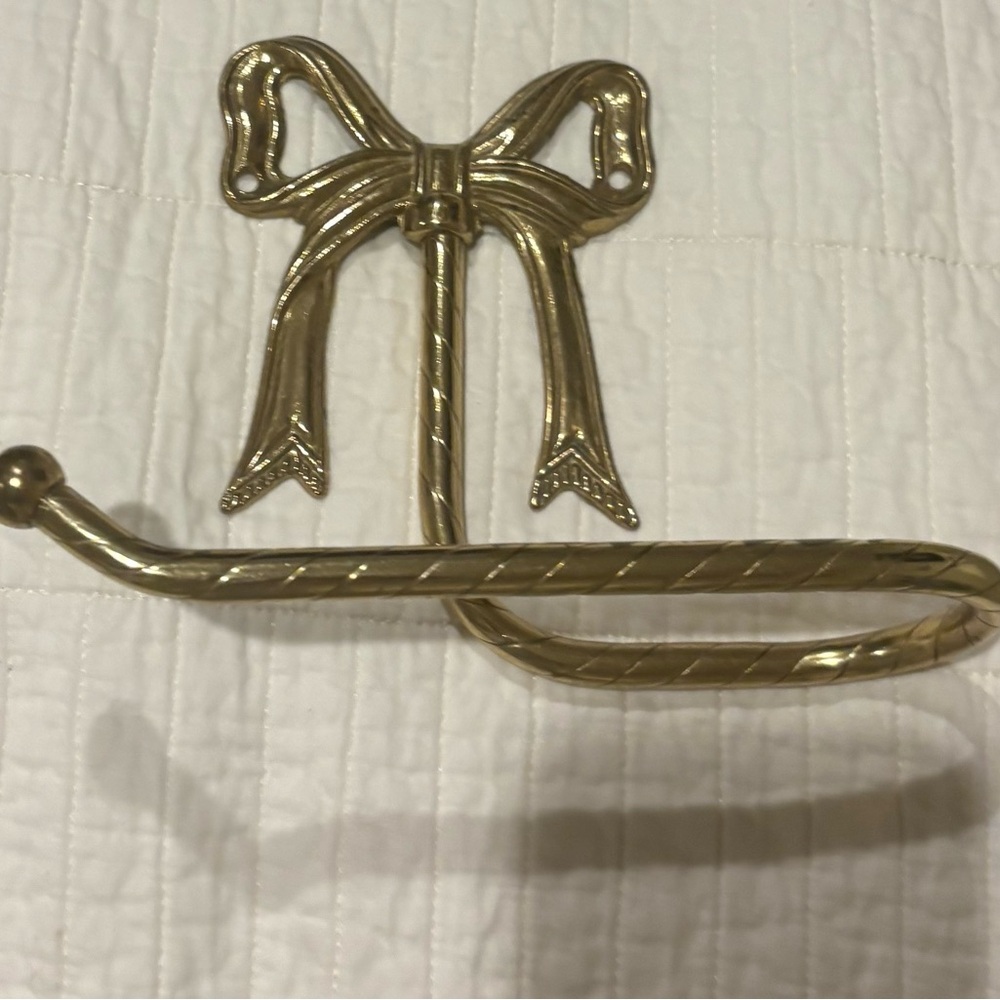 Vintage Brass Toilet Paper Holder with Bow Design